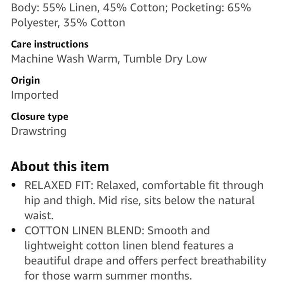 NEW Amazon Size 3X Linen Blend Relaxed Fit Wide Leg Pant Drawstring Ecru Beige - Picture 4 of 8